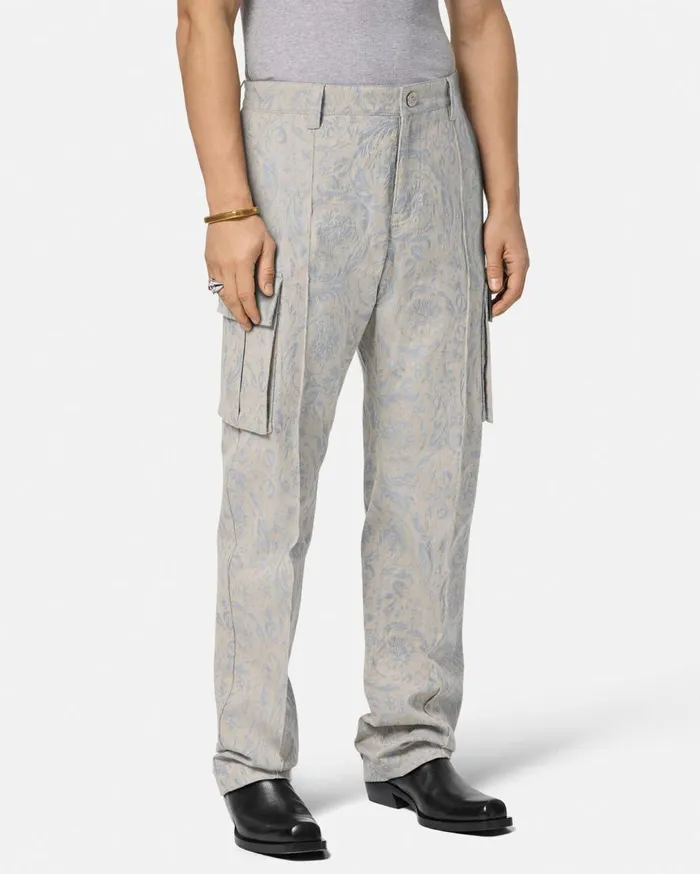 Versace Pants and Shorts Barocco Jacquard Cargo Pants Gray 8211 Men Versace Pants and Shorts Barocco Jacquard Cargo Pants Gray 8211 Men