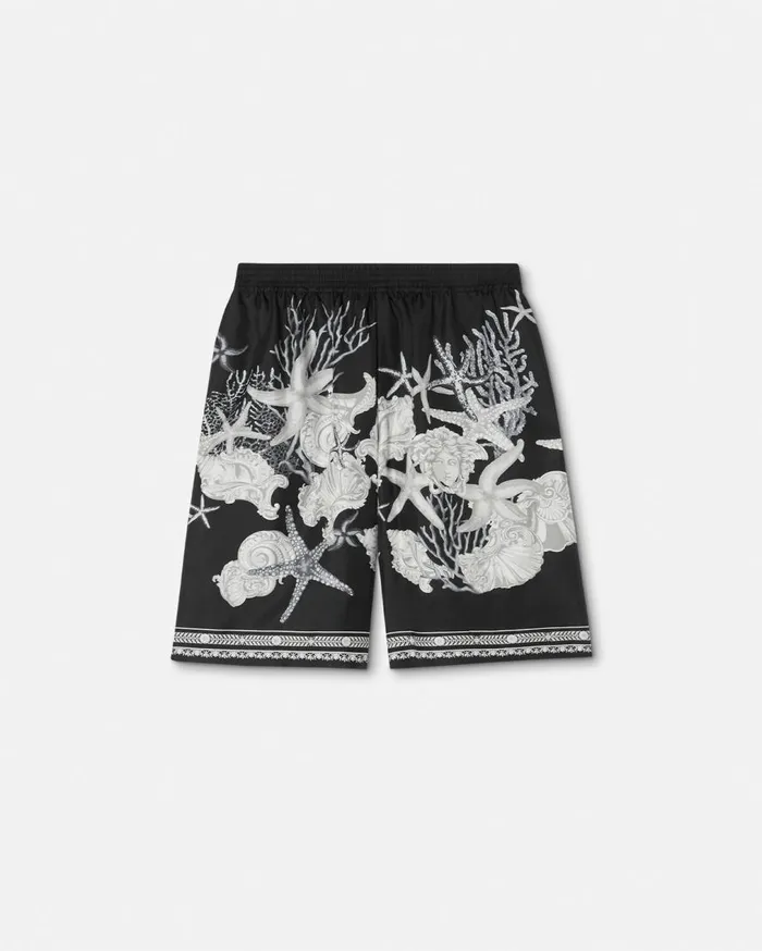 Versace Pants and Shorts Barocco Sea Silk Shorts Blackprint 8211 Men