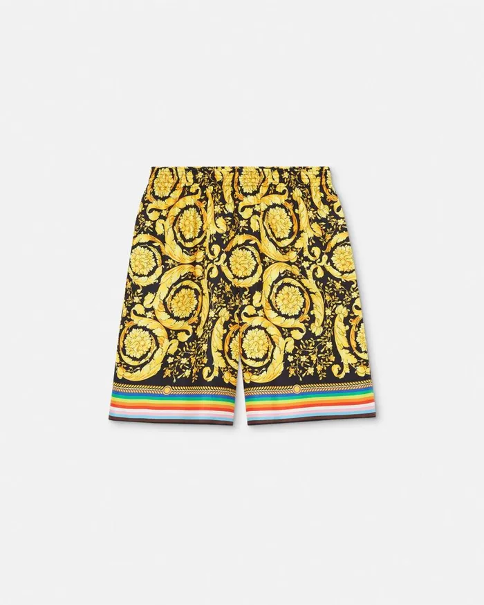 Versace Pants and Shorts Pride Barocco Silk Shorts Blackprint 8211 Men