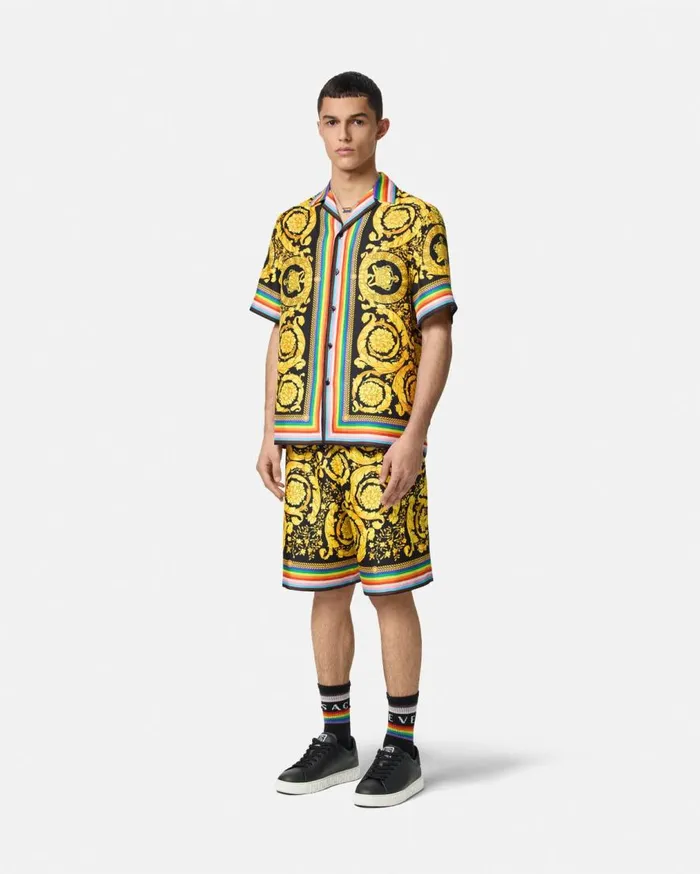 Versace Pants and Shorts Pride Barocco Silk Shorts Blackprint 8211 Men Versace Pants and Shorts Pride Barocco Silk Shorts Blackprint 8211 Men