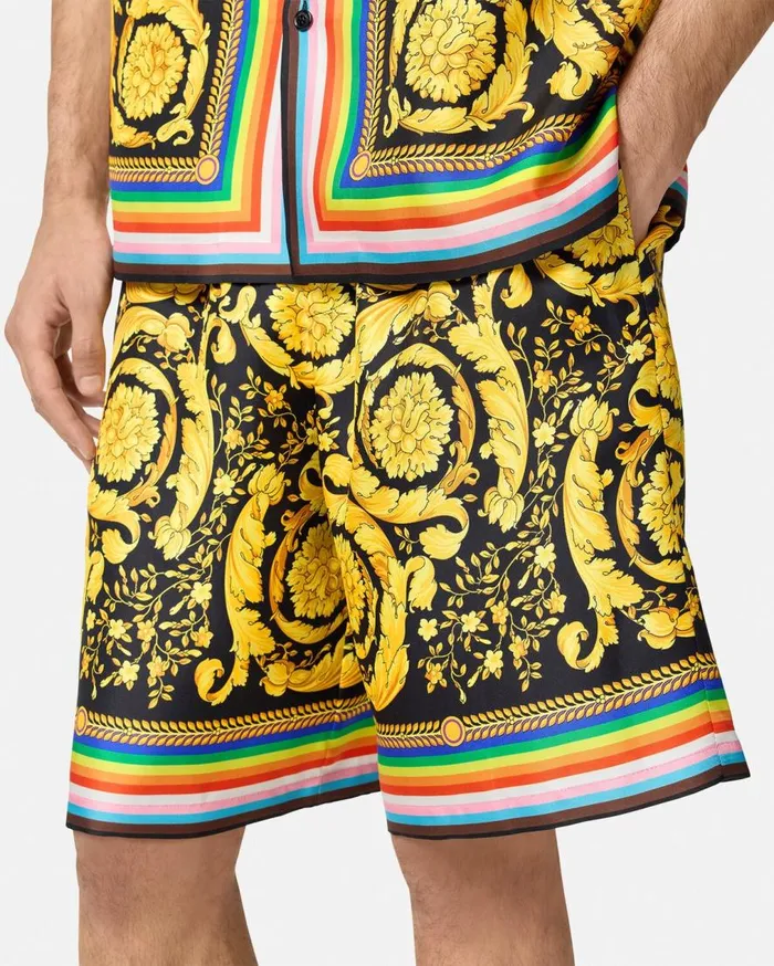 Versace Pants and Shorts Pride Barocco Silk Shorts Blackprint 8211 Men Versace Pants and Shorts Pride Barocco Silk Shorts Blackprint 8211 Men