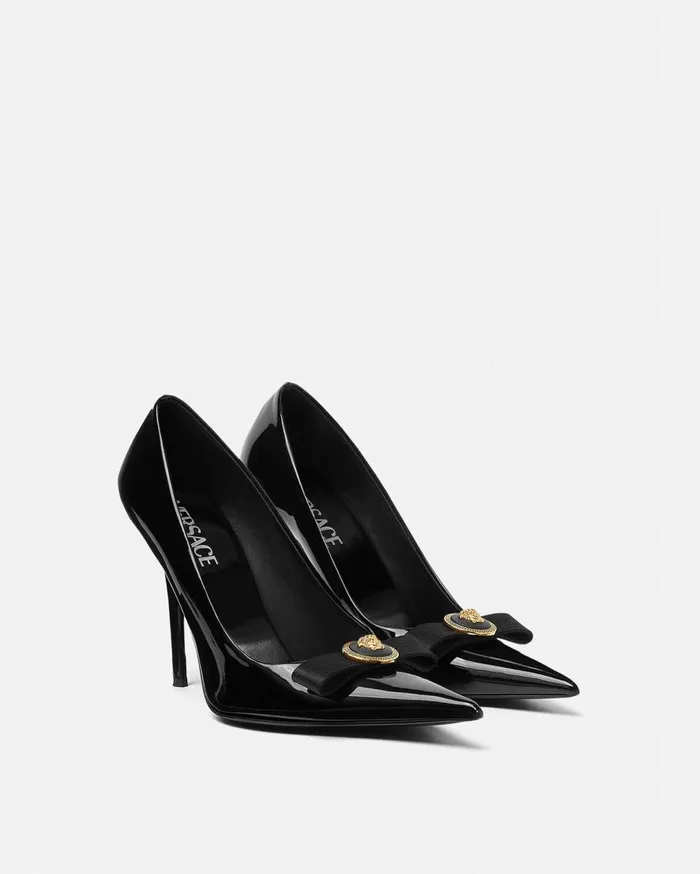 Versace Pumps and Slingbacks Gianni Ribbon Pumps 110 Mm Blackgold 8211 Women Versace Pumps and Slingbacks Gianni Ribbon Pumps 110 Mm Blackgold 8211 Women