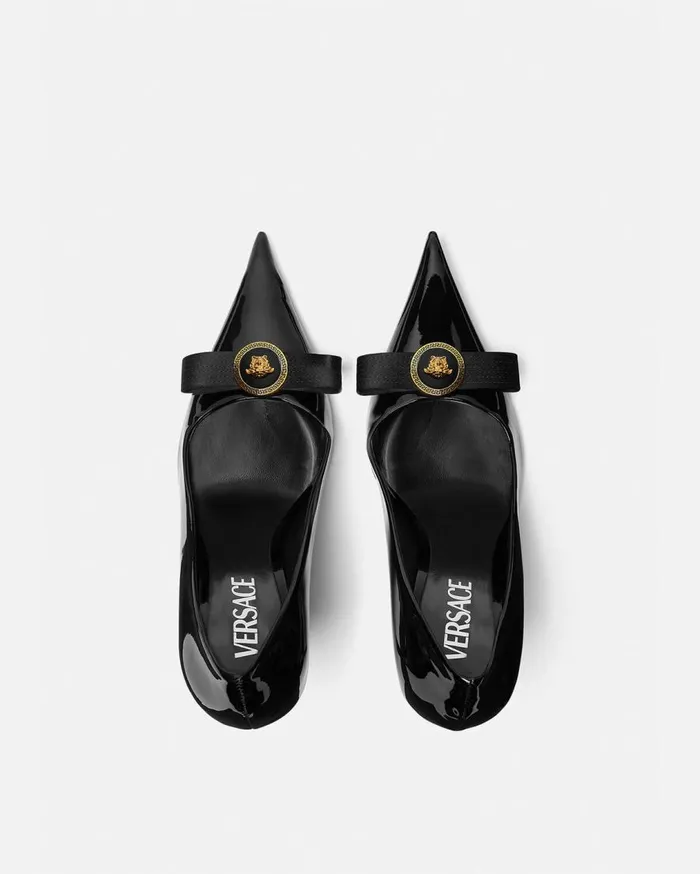 Versace Pumps and Slingbacks Gianni Ribbon Pumps 110 Mm Blackgold 8211 Women Versace Pumps and Slingbacks Gianni Ribbon Pumps 110 Mm Blackgold 8211 Women