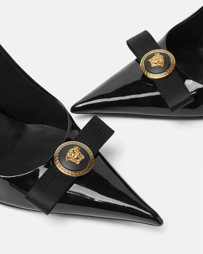 Versace Pumps and Slingbacks Gianni Ribbon Pumps 110 Mm Blackgold 8211 Women Versace Pumps and Slingbacks Gianni Ribbon Pumps 110 Mm Blackgold 8211 Women