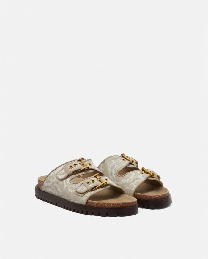 Versace Sandals and Slides Barocco Jacquard Sandals Beigeprint 8211 Men Versace Sandals and Slides Barocco Jacquard Sandals Beigeprint 8211 Men