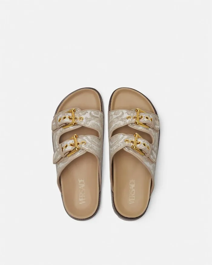 Versace Sandals and Slides Barocco Jacquard Sandals Beigeprint 8211 Men Versace Sandals and Slides Barocco Jacquard Sandals Beigeprint 8211 Men