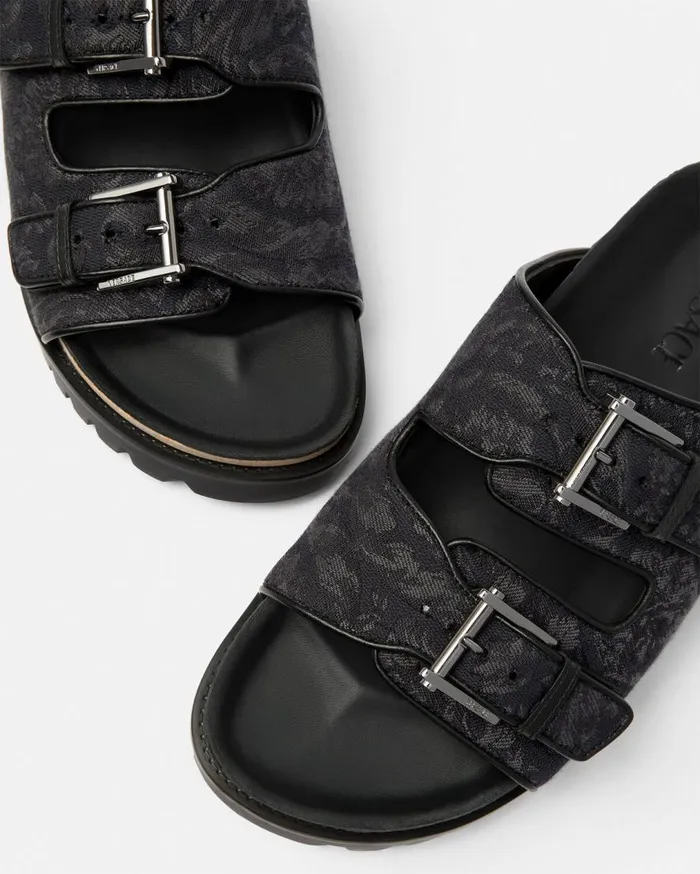 Versace Sandals and Slides Barocco Jacquard Sandals Blackprint 8211 Men Versace Sandals and Slides Barocco Jacquard Sandals Blackprint 8211 Men