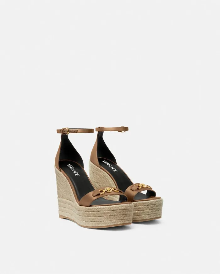 Versace Sandals Medusa 03995 Satin Wedge Sandals 120 Mm Beige 8211 Women Versace Sandals Medusa 03995 Satin Wedge Sandals 120 Mm Beige 8211 Women