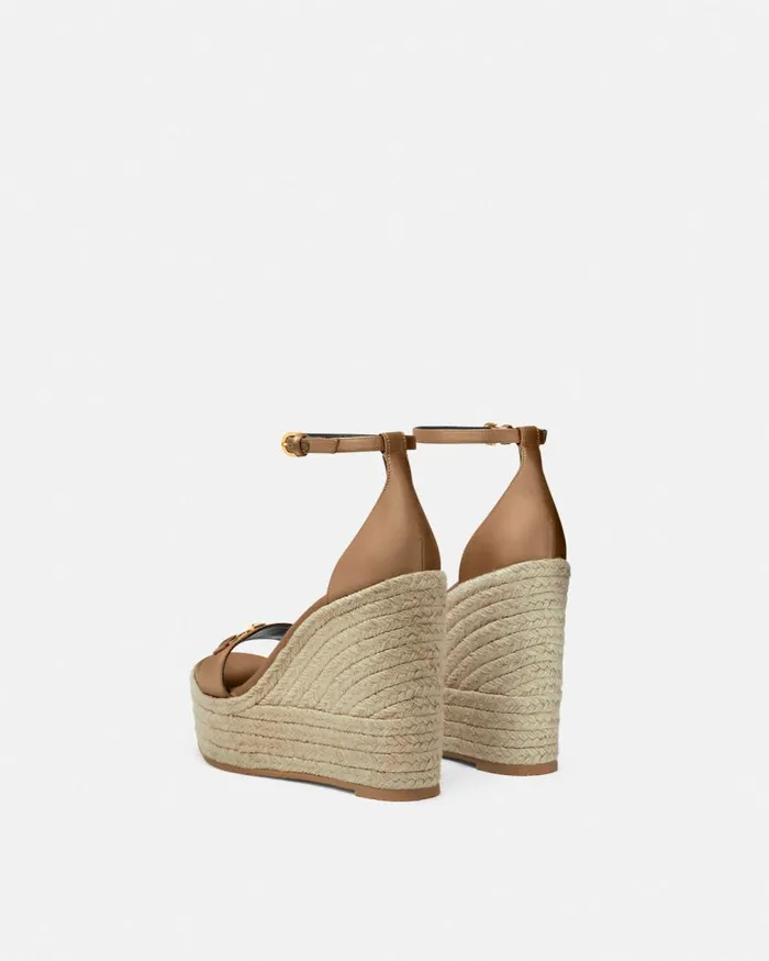 Versace Sandals Medusa 03995 Satin Wedge Sandals 120 Mm Beige 8211 Women Versace Sandals Medusa 03995 Satin Wedge Sandals 120 Mm Beige 8211 Women