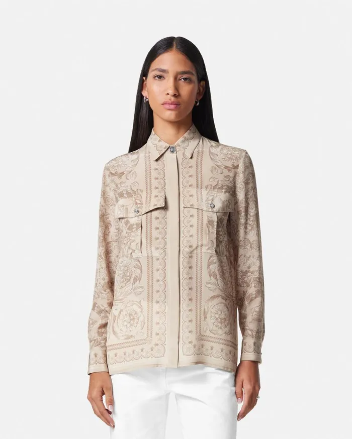 Versace Shirts and Tops Barocco Silk Shirt Beigeprint 8211 Women Versace Shirts and Tops Barocco Silk Shirt Beigeprint 8211 Women