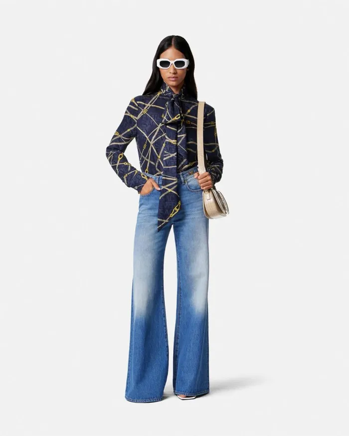Versace Shirts and Tops Greca Nautical Lavallire Shirt Blueprint 8211 Women Versace Shirts and Tops Greca Nautical Lavallire Shirt Blueprint 8211 Women