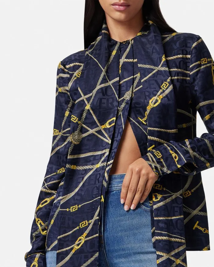 Versace Shirts and Tops Greca Nautical Lavallire Shirt Blueprint 8211 Women Versace Shirts and Tops Greca Nautical Lavallire Shirt Blueprint 8211 Women