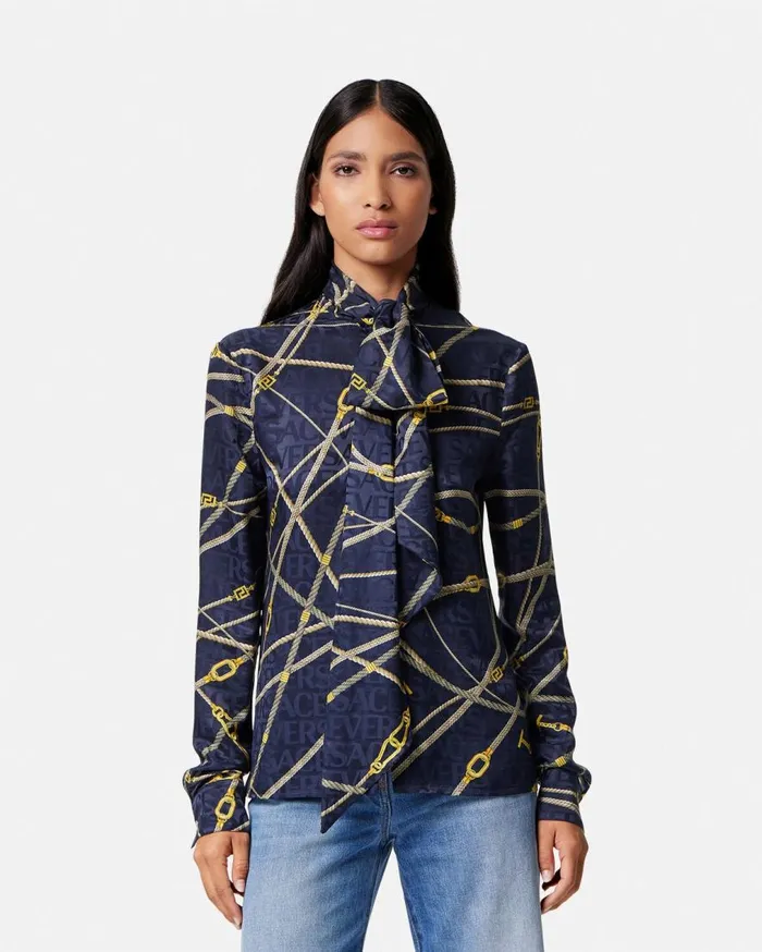 Versace Shirts and Tops Greca Nautical Lavallire Shirt Blueprint 8211 Women Versace Shirts and Tops Greca Nautical Lavallire Shirt Blueprint 8211 Women