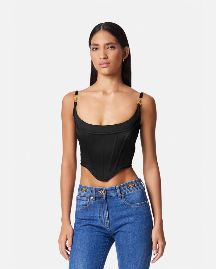 Versace Shirts and Tops Medusa 03995 Satin Corset Top Black 8211 Women Versace Shirts and Tops Medusa 03995 Satin Corset Top Black 8211 Women