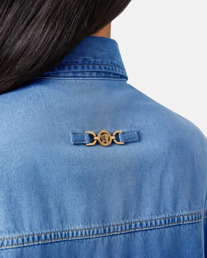 Versace Shirts and Tops Versace Milano Stamp Crop Denim Shirt Blue 8211 Women Versace Shirts and Tops Versace Milano Stamp Crop Denim Shirt Blue 8211 Women