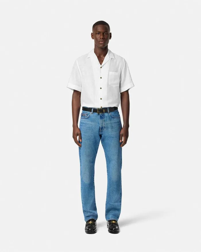 Versace Shirts Barocco Jacquard Shirt White 8211 Men Versace Shirts Barocco Jacquard Shirt White 8211 Men