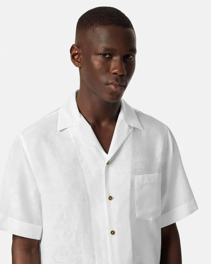 Versace Shirts Barocco Jacquard Shirt White 8211 Men Versace Shirts Barocco Jacquard Shirt White 8211 Men