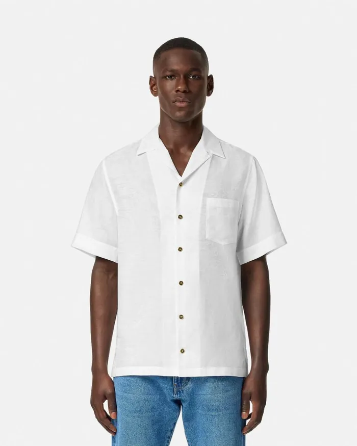 Versace Shirts Barocco Jacquard Shirt White 8211 Men Versace Shirts Barocco Jacquard Shirt White 8211 Men