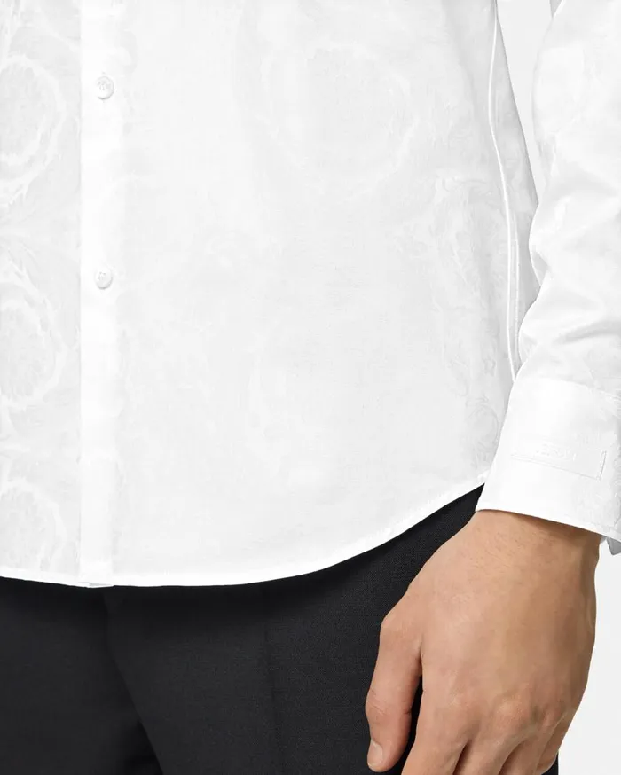 Versace Shirts Barocco Jacquard Shirt White 8211 Men Versace Shirts Barocco Jacquard Shirt White 8211 Men