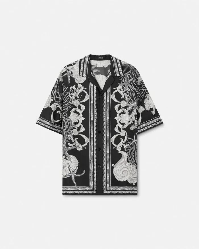 Versace Shirts Barocco Sea Silk Shirt Blackprint 8211 Men