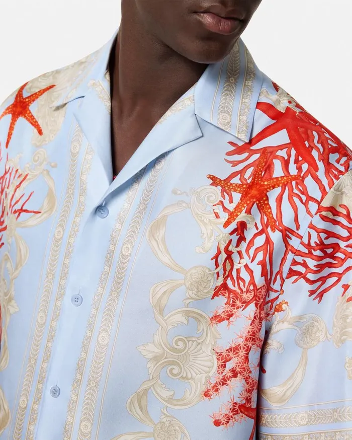 Versace Shirts Barocco Sea Silk Shirt Blueprint 8211 Men Versace Shirts Barocco Sea Silk Shirt Blueprint 8211 Men