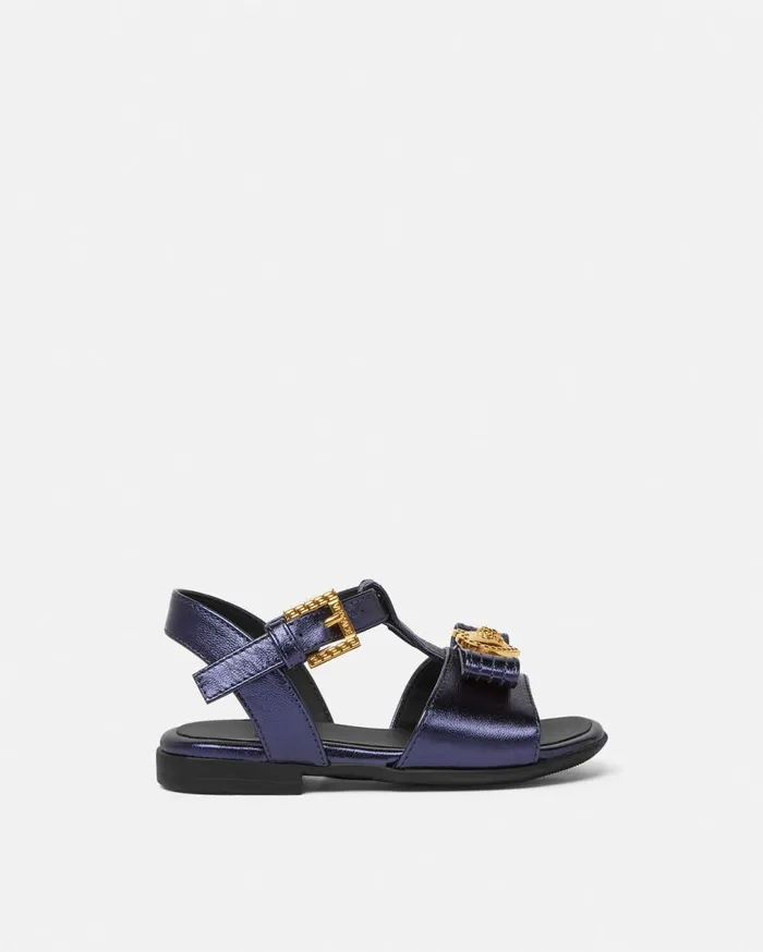 Versace Shoes Gianni Ribbon Metallic Baby Sandals Blue 8211 Children