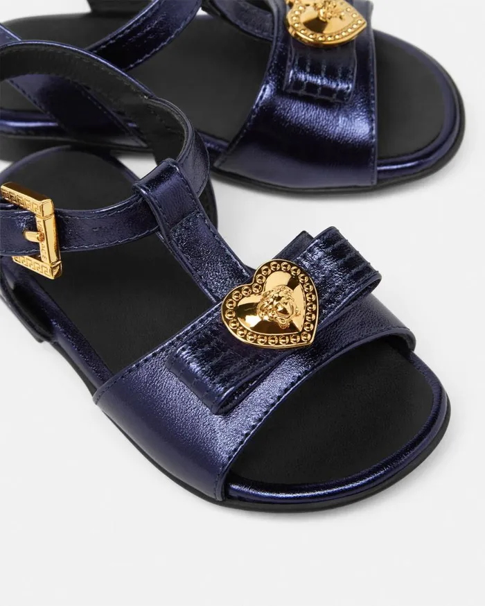 Versace Shoes Gianni Ribbon Metallic Baby Sandals Blue 8211 Children Versace Shoes Gianni Ribbon Metallic Baby Sandals Blue 8211 Children