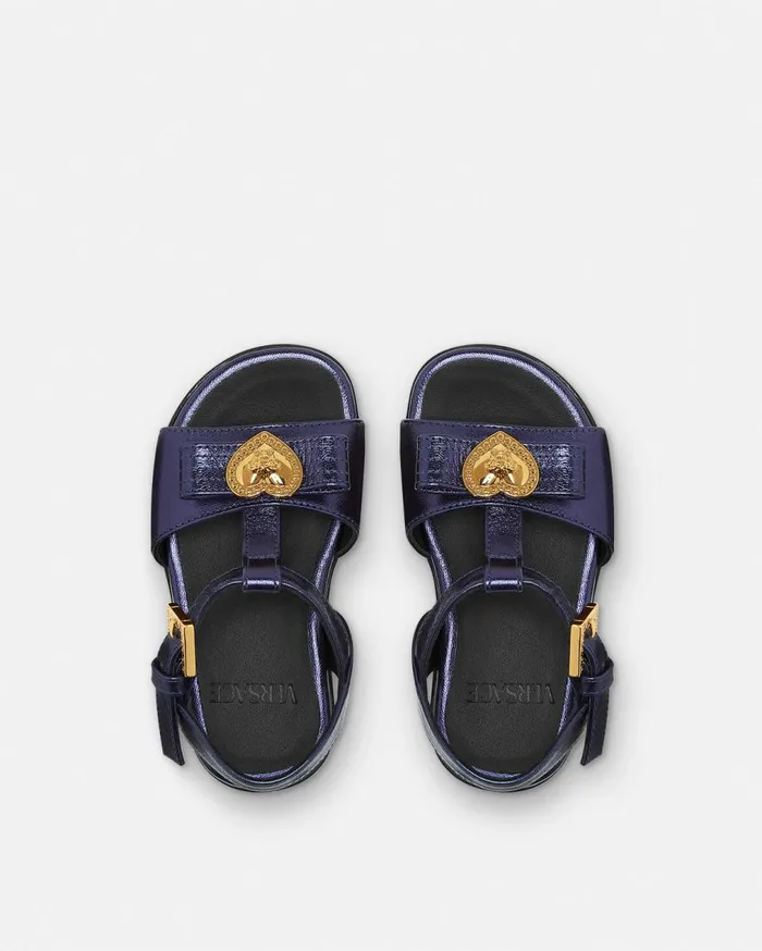 Versace Shoes Gianni Ribbon Metallic Baby Sandals Blue 8211 Children Versace Shoes Gianni Ribbon Metallic Baby Sandals Blue 8211 Children