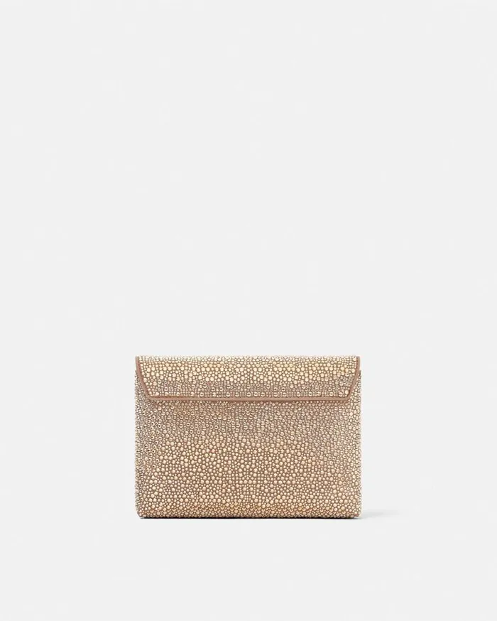 Versace Shoulder and Crossbody Crystal La Medusa Envelope Clutch Beige 8211 Women