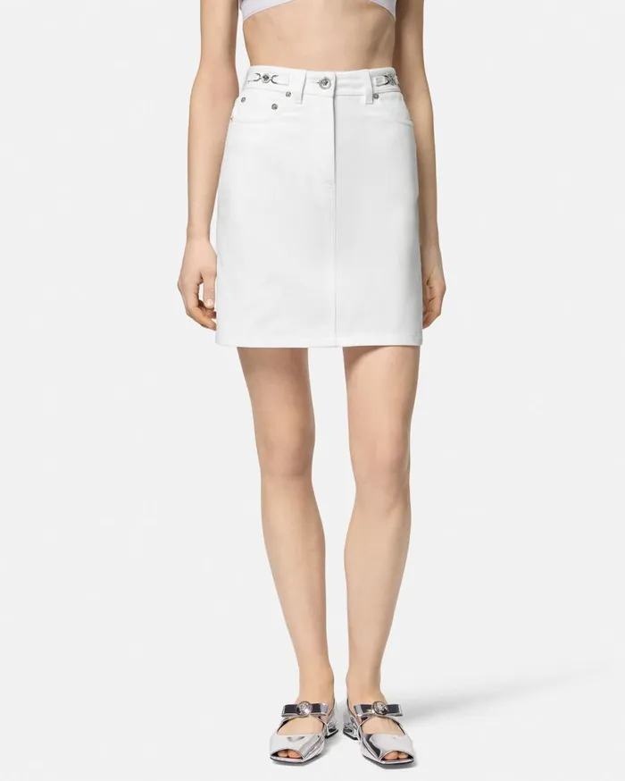 Versace Skirts ALine Denim Skirt White 8211 Women Versace Skirts ALine Denim Skirt White 8211 Women