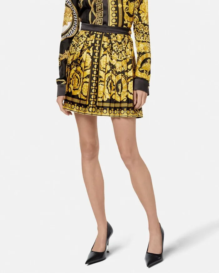 Versace Skirts Barocco Pleated Skirt Blackprint 8211 Women Versace Skirts Barocco Pleated Skirt Blackprint 8211 Women