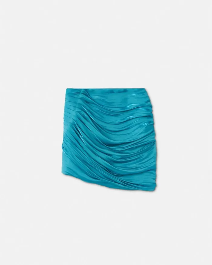 Versace Skirts Draped Pleated Mini Skirt Blue 8211 Women