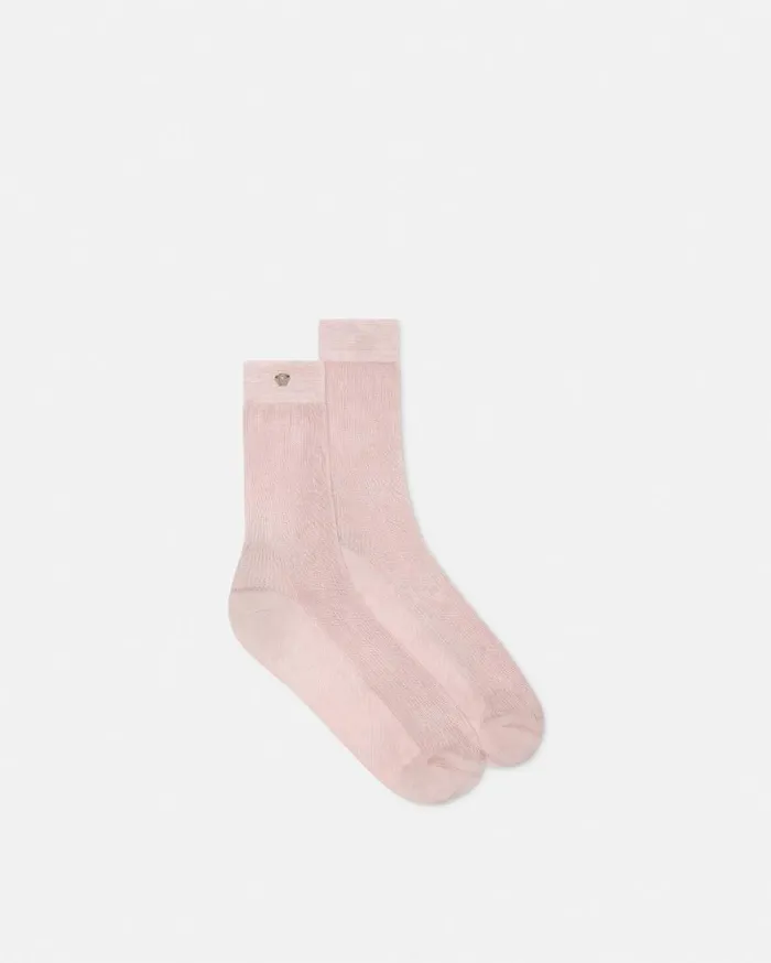 Versace Socks Ribbed Knit Socks Pink 8211 Women