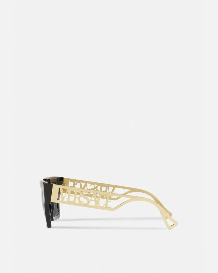 Versace Sunglasses 90s Vintage Logo Sunglasses Blackgold 8211 WomenMen Versace Sunglasses 90s Vintage Logo Sunglasses Blackgold 8211 WomenMen