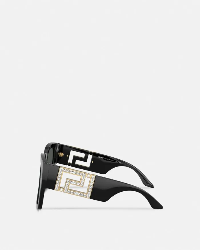 Versace Sunglasses Greca Sunglasses Blacksilver 8211 Women Versace Sunglasses Greca Sunglasses Blacksilver 8211 Women