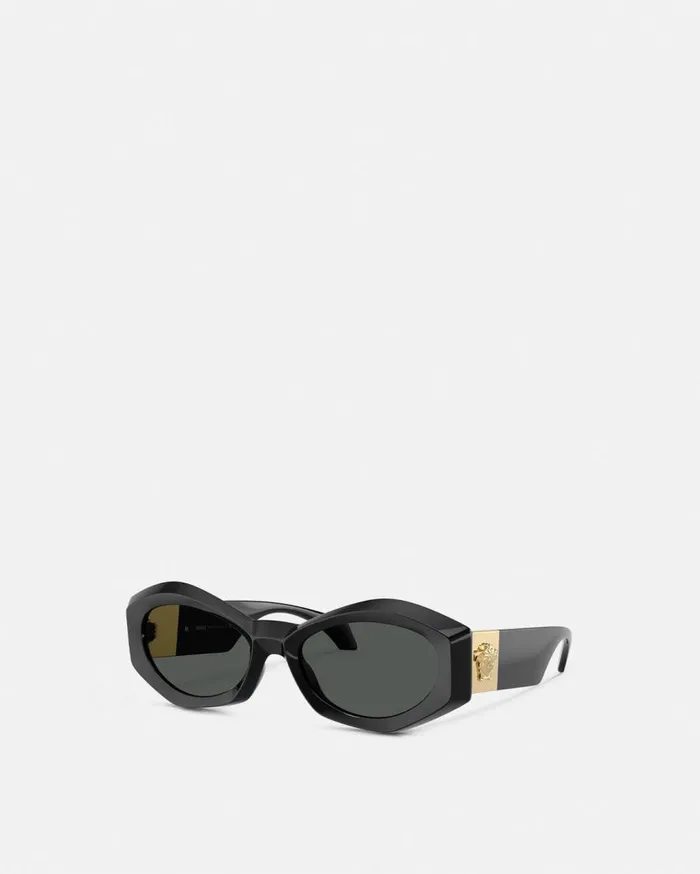 Versace Sunglasses Medusa Plaque Irregular Sunglasses Black 8211 Women