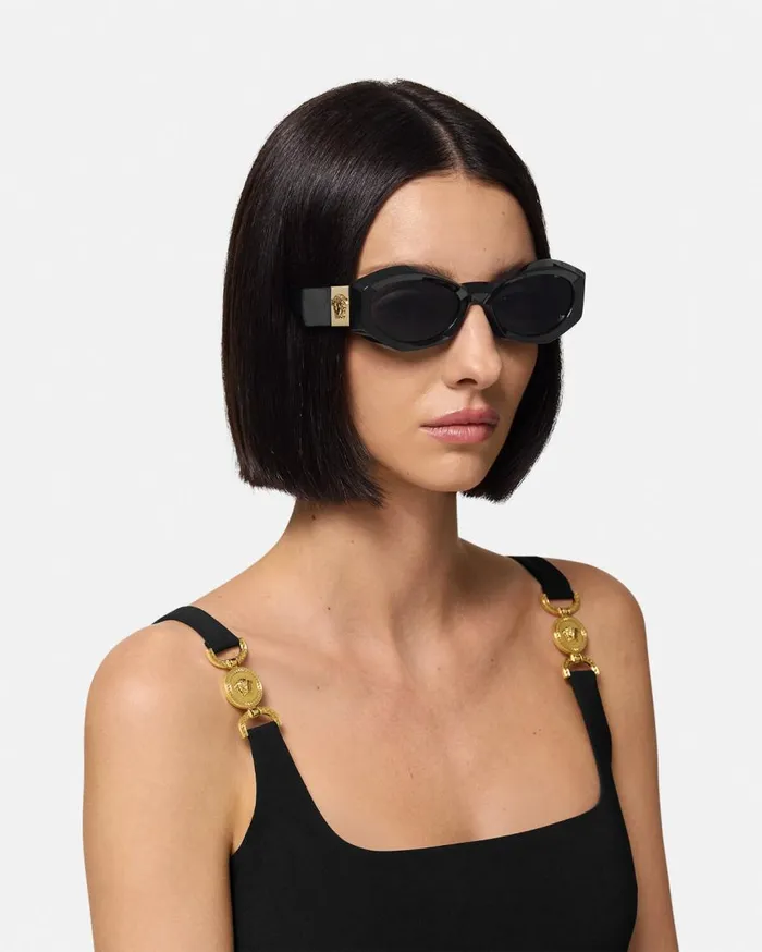 Versace Sunglasses Medusa Plaque Irregular Sunglasses Black 8211 Women Versace Sunglasses Medusa Plaque Irregular Sunglasses Black 8211 Women
