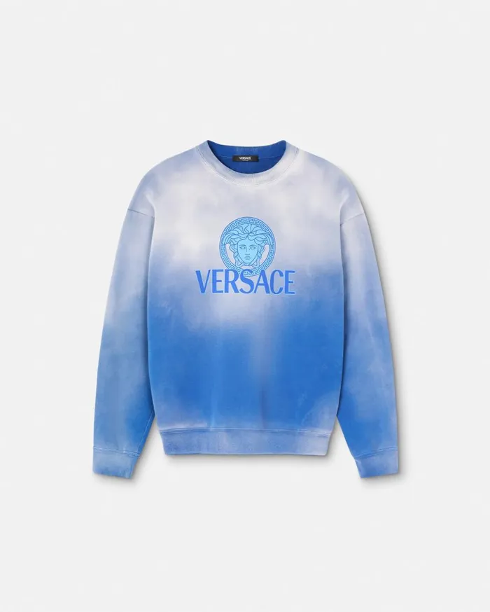 Versace Sweatshirts Medusa Logo Gradient Sweatshirt Light Blue 8211 Men