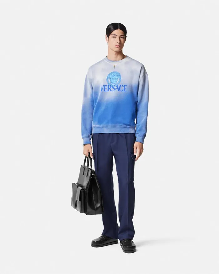 Versace Sweatshirts Medusa Logo Gradient Sweatshirt Light Blue 8211 Men Versace Sweatshirts Medusa Logo Gradient Sweatshirt Light Blue 8211 Men