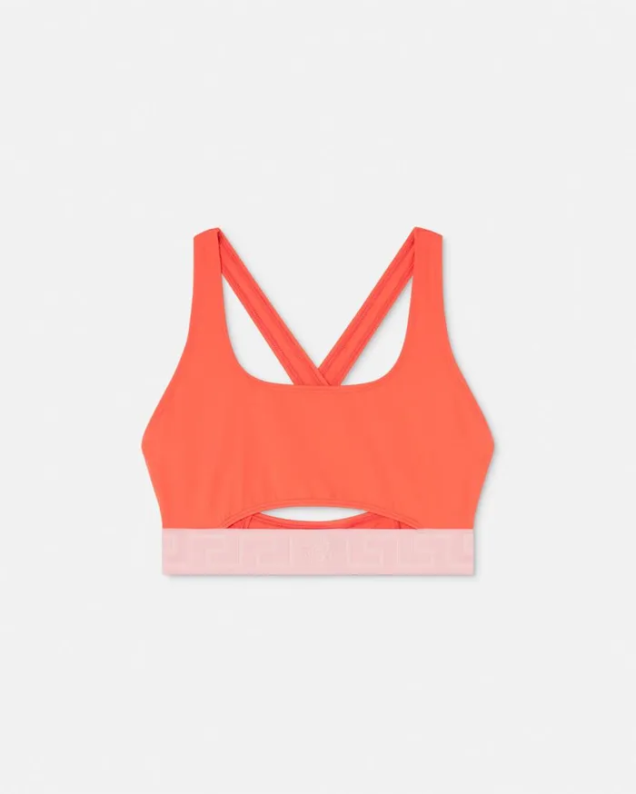Versace Swimwear Greca Border Bikini Top Coral 8211 Women