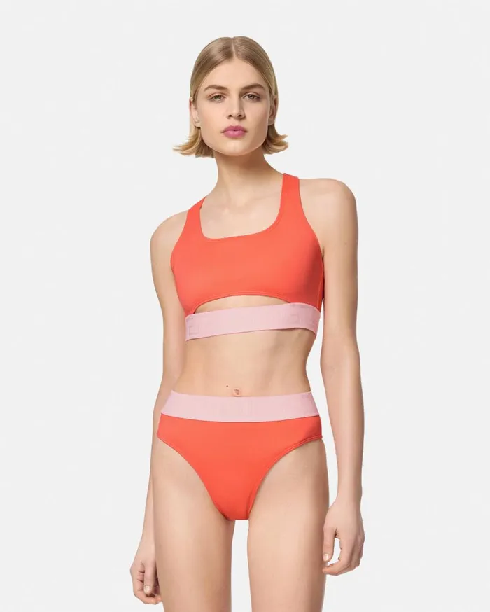 Versace Swimwear Greca Border Bikini Top Coral 8211 Women Versace Swimwear Greca Border Bikini Top Coral 8211 Women
