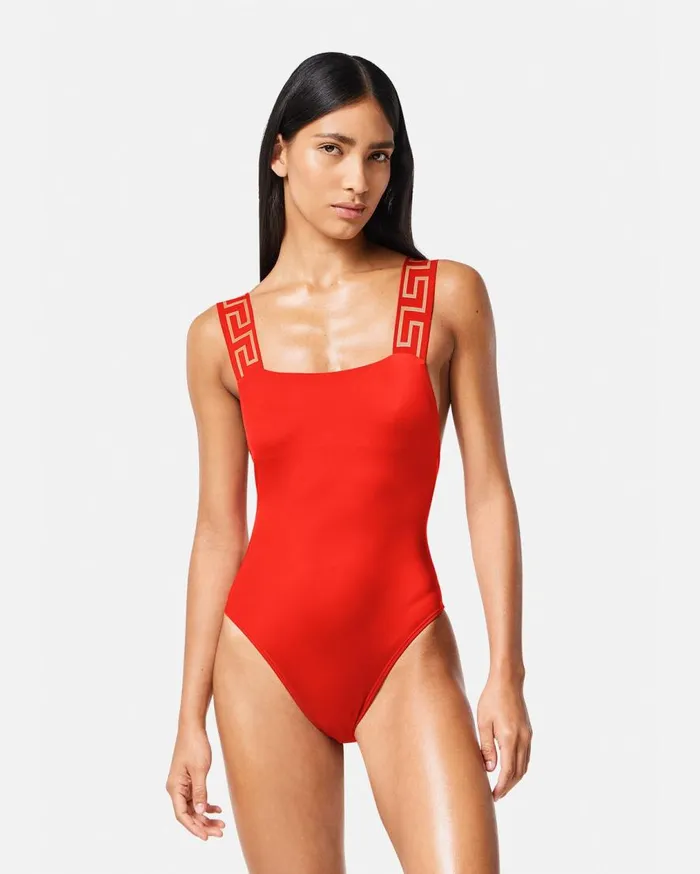 Versace Swimwear Greca Border OnePiece Swimsuit Red 8211 Women Versace Swimwear Greca Border OnePiece Swimsuit Red 8211 Women