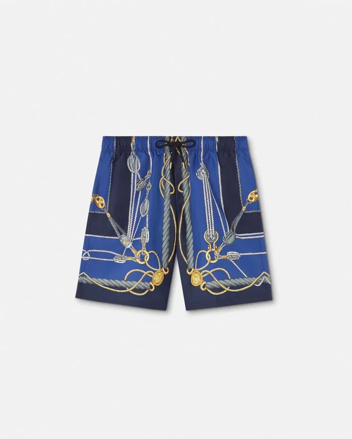 Versace Swimwear Versace Nautical Boardshorts Blueprint 8211 Men