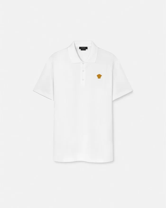 Versace TShirts and Polos Embroidered Polo Shirt White 8211 Men