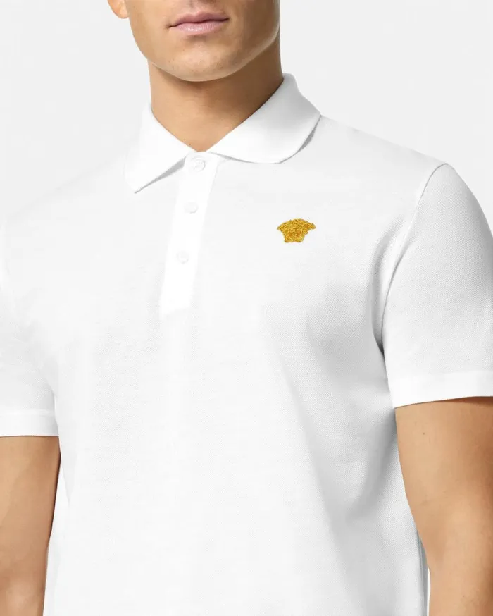Versace TShirts and Polos Embroidered Polo Shirt White 8211 Men Versace TShirts and Polos Embroidered Polo Shirt White 8211 Men