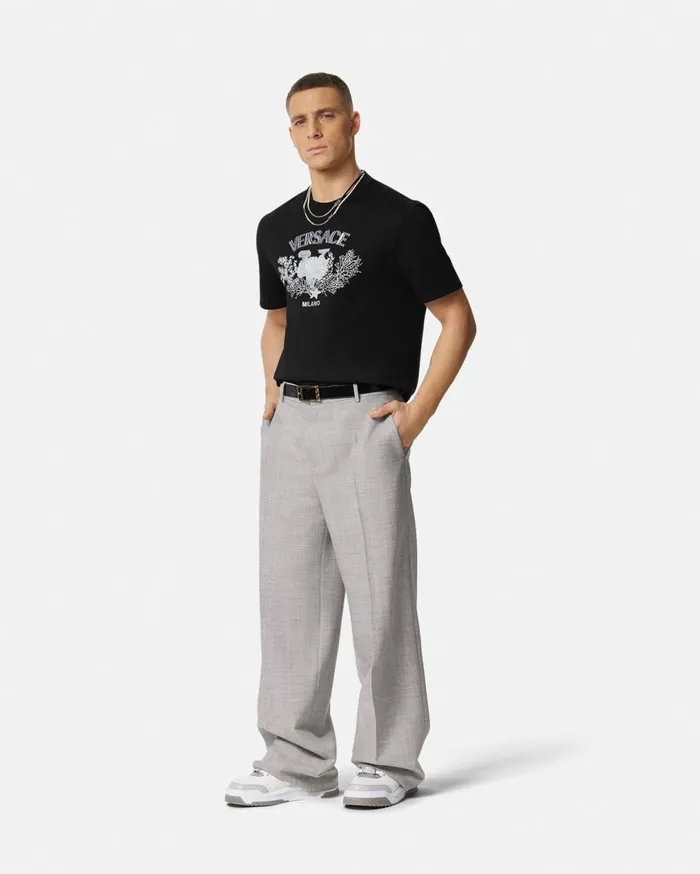 Versace TShirts and Polos Embroidered University Coral TShirt Black 8211 Men Versace TShirts and Polos Embroidered University Coral TShirt Black 8211 Men