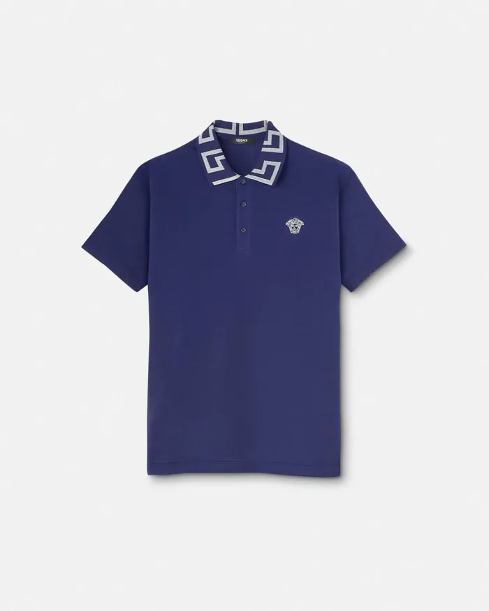 Versace TShirts and Polos Greca Collar Polo Shirt Blue 8211 Men