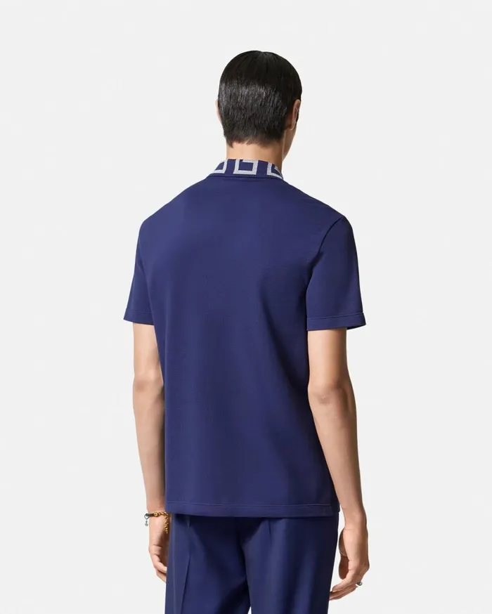 Versace TShirts and Polos Greca Collar Polo Shirt Blue 8211 Men Versace TShirts and Polos Greca Collar Polo Shirt Blue 8211 Men