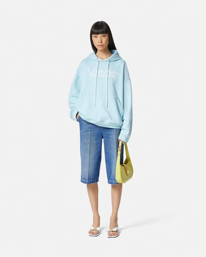 Versace TShirts and Sweatshirts 1978 ReEdition Logo Hoodie Light Blue 8211 Women Versace TShirts and Sweatshirts 1978 ReEdition Logo Hoodie Light Blue 8211 Women
