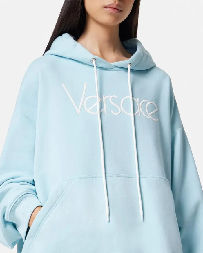 Versace TShirts and Sweatshirts 1978 ReEdition Logo Hoodie Light Blue 8211 Women Versace TShirts and Sweatshirts 1978 ReEdition Logo Hoodie Light Blue 8211 Women